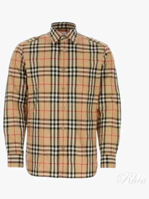 Check Cotton Long Sleeve Shirt Beige - BURBERRY - BALAAN 2