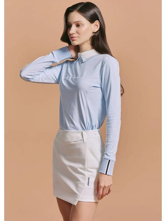 Women s embossed logo long sleeved knit collar t shirt blue - CLEVELAND GOLF - BALAAN 2