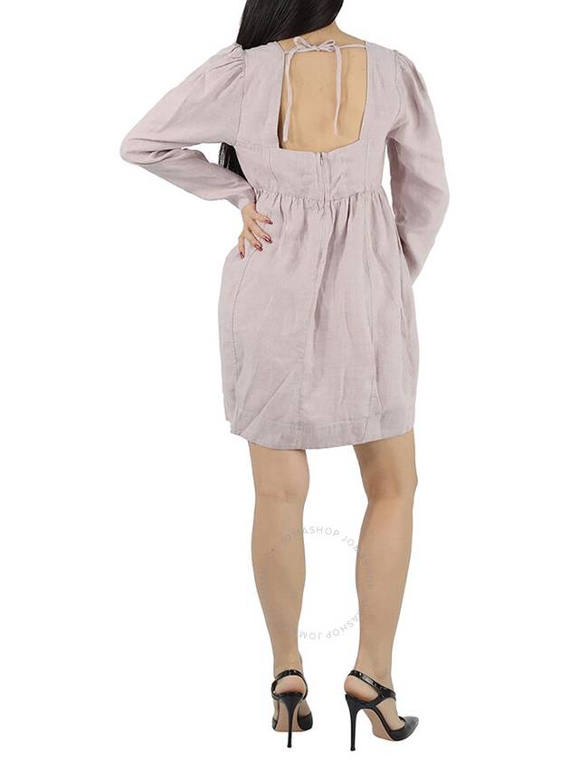 Ganni Light Lilac Babydoll Hemp Canvas Mini Dress, Brand Size 36 (US Size 2) - GANNI - BALAAN 3