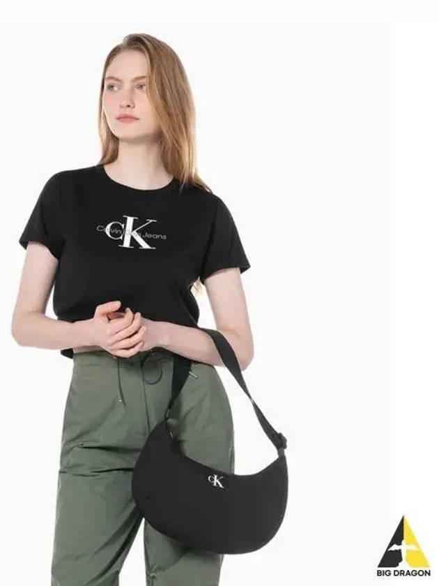 JEANS Unisex Black CKJ City Nylon Medium Crescent Bag DH3619 001 - CALVIN KLEIN - BALAAN 1