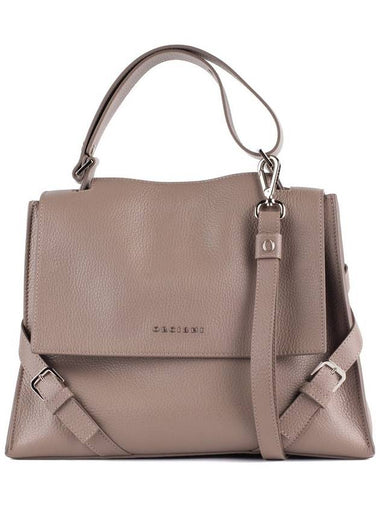 Orciani Sveva Sense Medium Leather Shoulder Bag With Shoulder Strap Taupe - ORCIANI - BALAAN 1