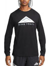 Men's Dri Fit Trail Running Crew Long-Sleeve T-shirt Black - NIKE - BALAAN 2