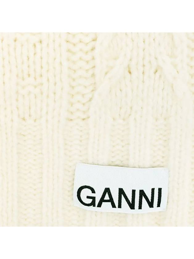 Logo Cable Knit Muffler White - GANNI - BALAAN 5