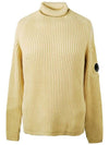 Men's Lens Wappen Wool Turtleneck Yellow - CP COMPANY - BALAAN.