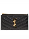 Monogram Logo Plaque Zip-Up Card Wallet Black - SAINT LAURENT - BALAAN 2