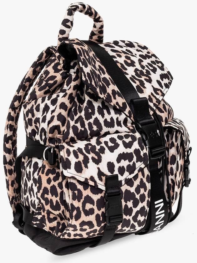 Ganni Leopard Print Backpack, Women's, Beige - GANNI - BALAAN 4