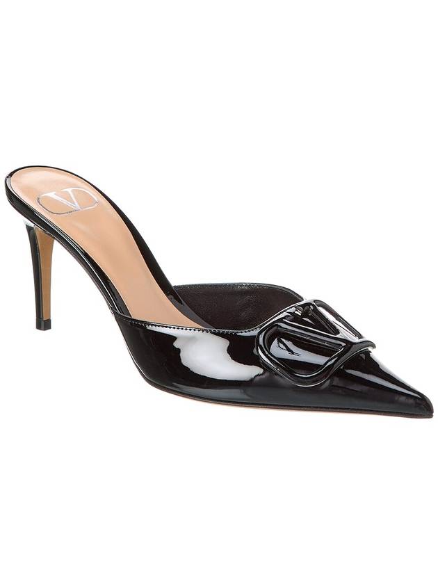 V Logo Leather Sandal Heels Black - VALENTINO - BALAAN 1