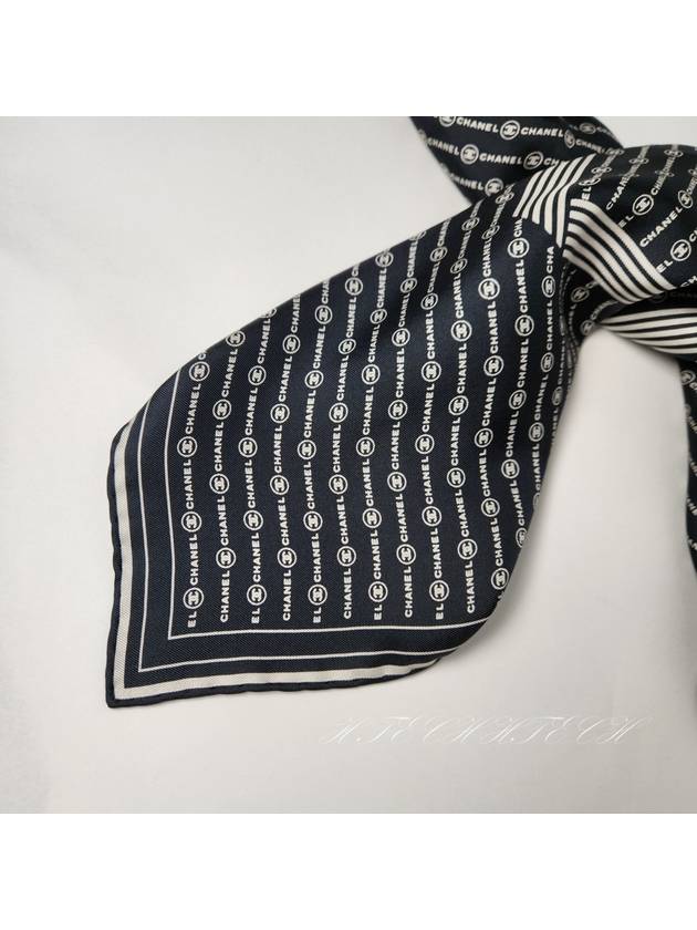 Silk Scarf CC Logo Lettering Twilly Square Black AAA351 - CHANEL - BALAAN 6