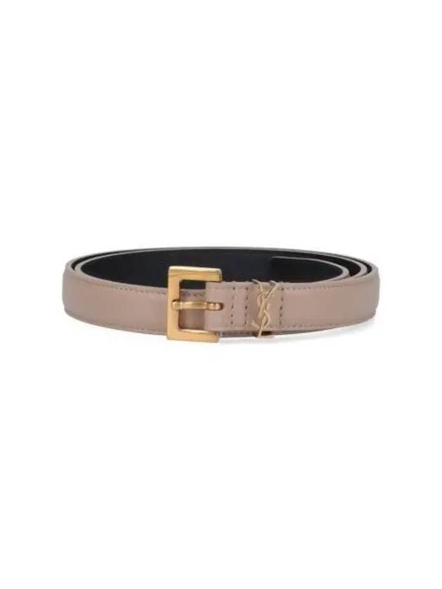 Monogram Square Leather Belt Beige - SAINT LAURENT - BALAAN 2