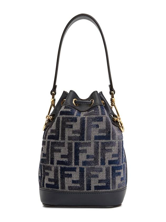 Mon Tresor FF Chenille Mini Bucket Bag Dark Blue - FENDI - BALAAN 4