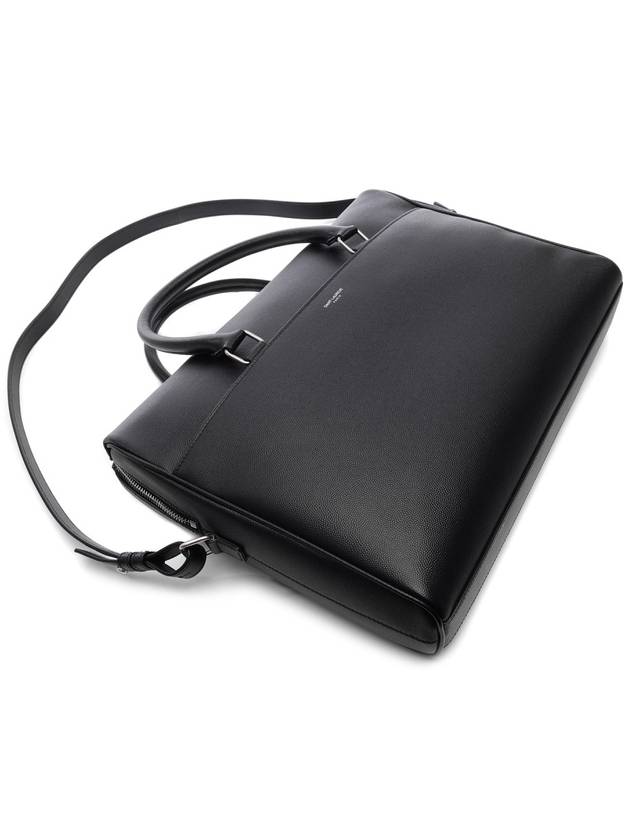 Logo Leather Brief Case Black - SAINT LAURENT - BALAAN 6