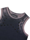 Women's Runway Bleach Washing Stud Sleeveless Charcoal - ULKIN - BALAAN 4