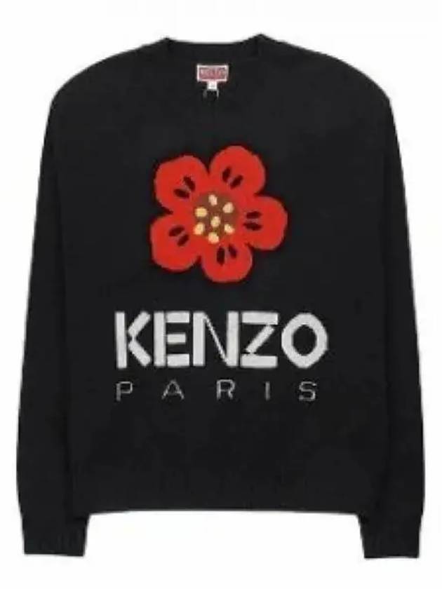 Boke Flower Logo Wool Knit Top Black - KENZO - BALAAN 2