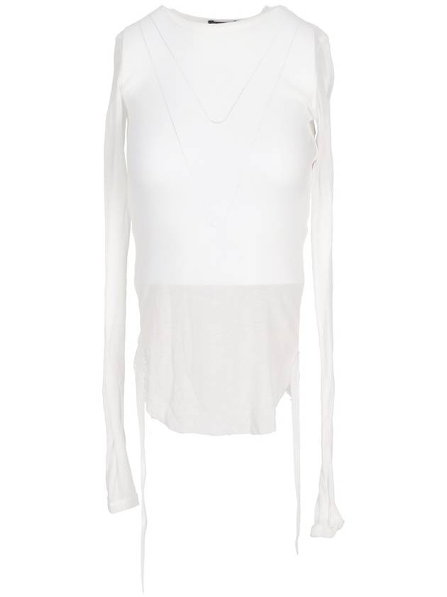 OKE WRINKLED CROPPED LONG SLEEVE TOP LIGHT COTTON - ANN DEMEULEMEESTER - BALAAN 1