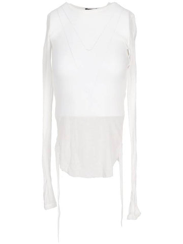 OKE WRINKLED CROPPED LONG SLEEVE TOP LIGHT COTTON - ANN DEMEULEMEESTER - BALAAN 1