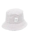 Quarter Combo Striped  Cotton Bucket Hat Grey - THOM BROWNE - BALAAN 2