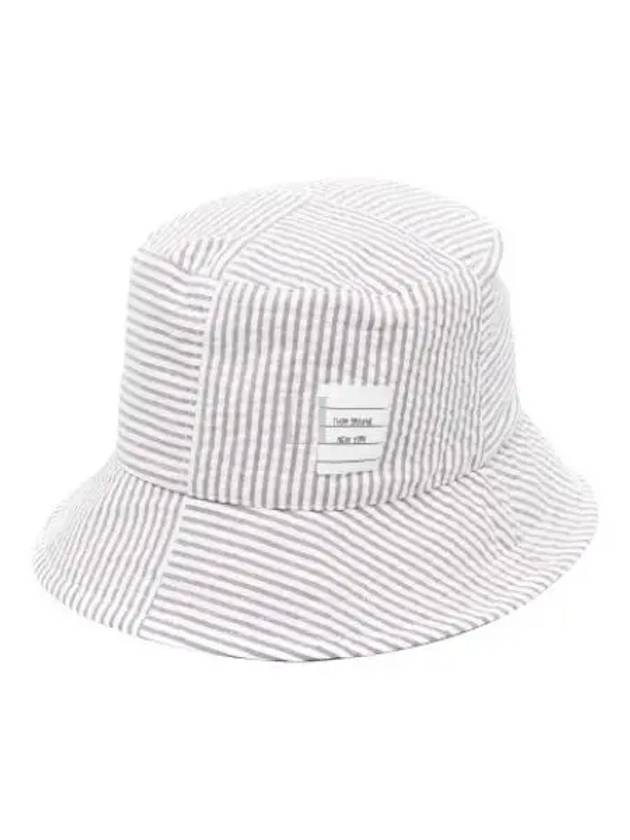 Quarter Combo Striped  Cotton Bucket Hat Grey - THOM BROWNE - BALAAN 2