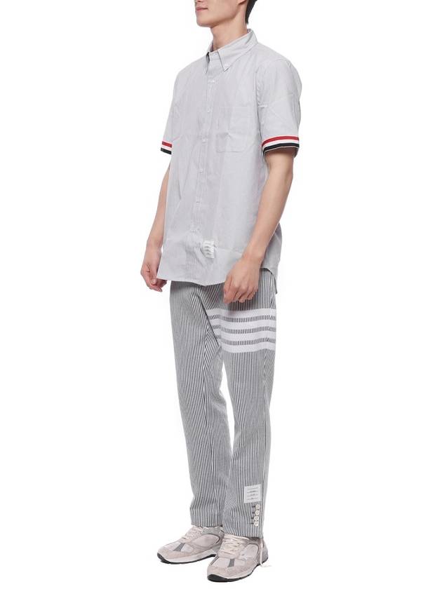 Men's Pincode Armband Short Sleeve Shirt Grey - THOM BROWNE - BALAAN 5