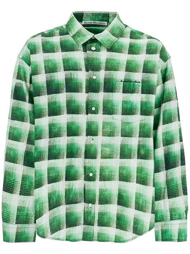 green checkered cotton flannel shirt - ACNE STUDIOS - BALAAN 1