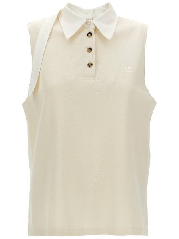 Back button tab cotton PK shirt natural - COURREGES - BALAAN 1