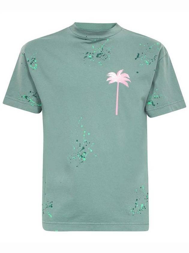 Painted PXP Classic Short Sleeve T-Shirt Green - PALM ANGELS - BALAAN 1