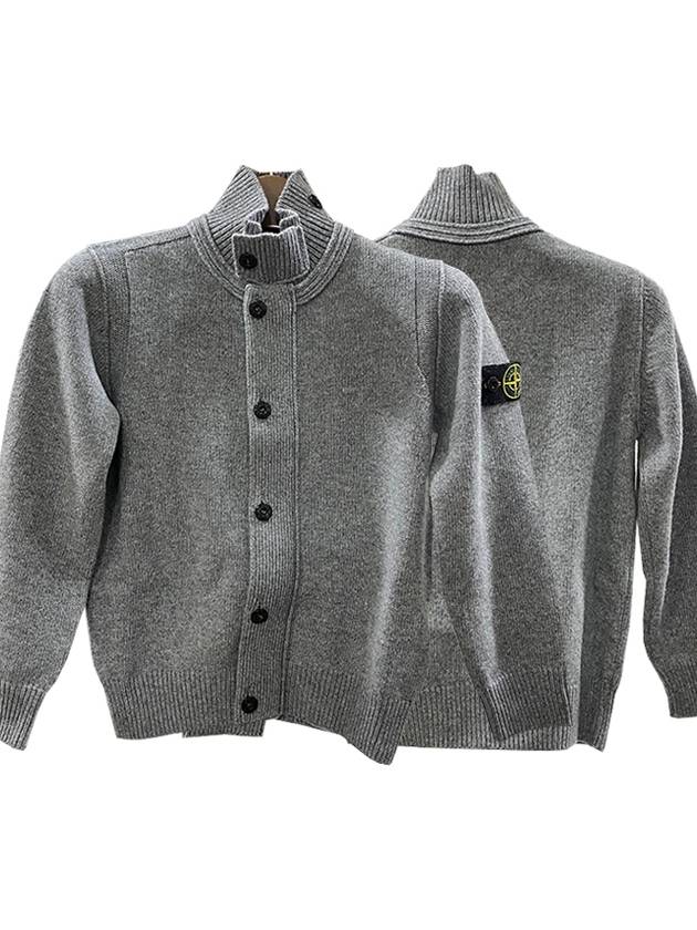 Stone Kids Waffen Patch Full Zip Up Knit Cardigan Dark Gray 8116503Z1 V0M67 - STONE ISLAND - BALAAN 2