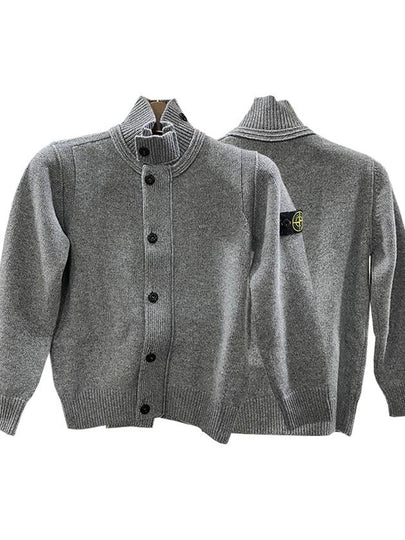 Kids Wappen Patch Full Zip Up Knit Cardigan Dark Grey - STONE ISLAND - BALAAN 2