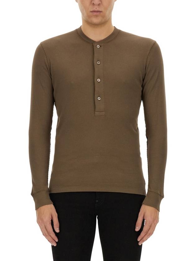 RIBBED "HENLEY" T-SHIRT - TOM FORD - BALAAN 1