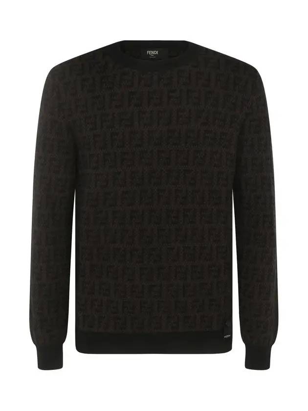 FF Logo Printed Wool Knit Top Black - FENDI - BALAAN 1