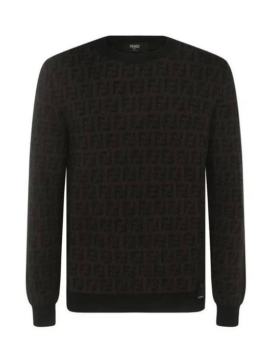 FF Logo Printed Wool Knit Top Black - FENDI - BALAAN 1