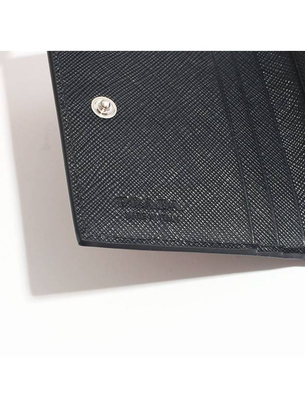 Triangle Logo Saffiano Half Wallet Black - PRADA - BALAAN 7