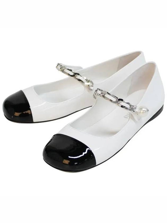 Miu Miu Patent Leather Ballerina Flats Black White - MIU MIU - BALAAN 2