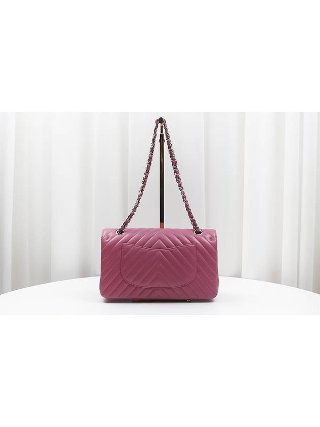 Lambskin Classic Medium Chevron Pink Silver Chain Shoulder Bag 31st A01112 - CHANEL - BALAAN 4