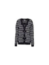 All Over Logo Stripe Cashmere Cardigan Navy White - MIU MIU - BALAAN 2