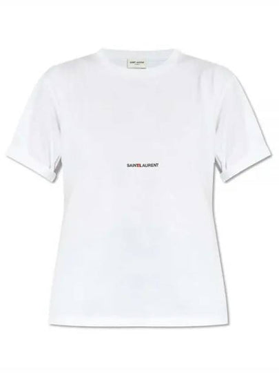 Rive Gauche Short Sleeve T-Shirt White - SAINT LAURENT - BALAAN 2