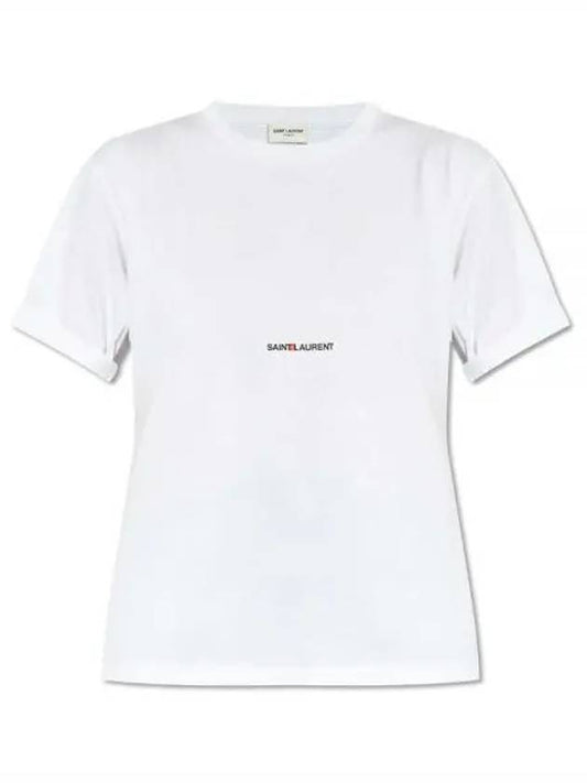 Rive Gauche Short Sleeve T-Shirt White - SAINT LAURENT - BALAAN 2