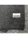 Logo Label Wool Blend Muffler Grey - GANNI - BALAAN 4