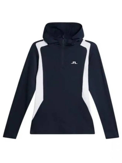 Mae Quarter Zip-Up Hooded Long Sleeve T-Shirt Navy - J.LINDEBERG - BALAAN 2