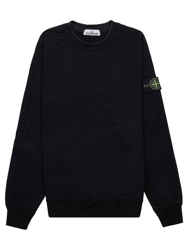 Logo Patch Crew Neck Cotton Sweatshirt Black - STONE ISLAND - BALAAN 2