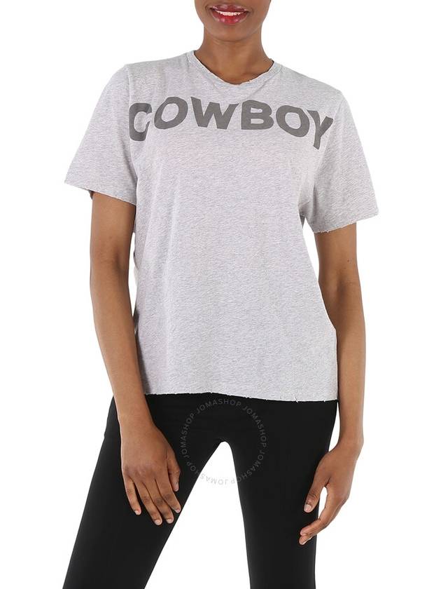 Filles A Papa Ladies T-Shirt Grey Distressed Cowboy Print, Brand Size 2 - FILLES A PAPA - BALAAN 1