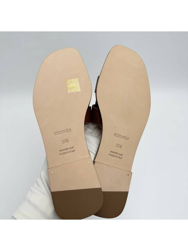 Oran Calfskin Slippers Gold Piqures Ecrues - HERMES - BALAAN 9