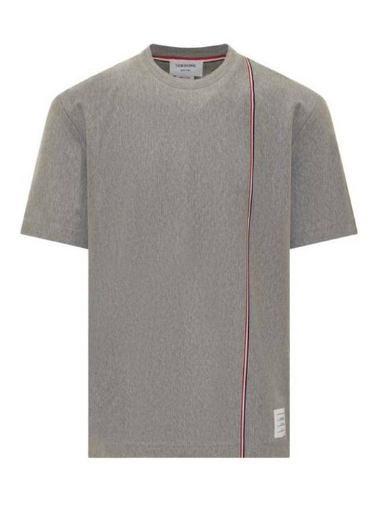 RWB Stripe Cotton Short Sleeve T-shirt Grey - THOM BROWNE - BALAAN 1