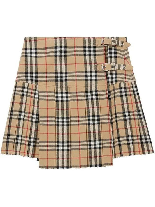 Vintage Check Wool Kilt pleated skirt Archive Beige - BURBERRY - BALAAN 1