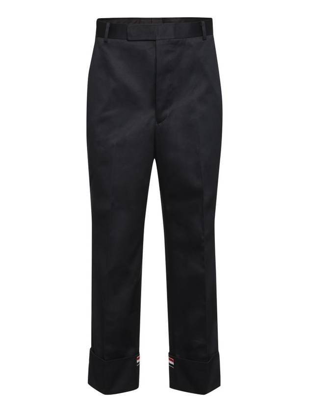 Men's Cotton Twill Straight Pants Navy - THOM BROWNE - BALAAN 1