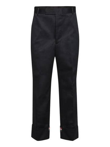 Men's Cotton Twill Straight Pants Navy - THOM BROWNE - BALAAN 1