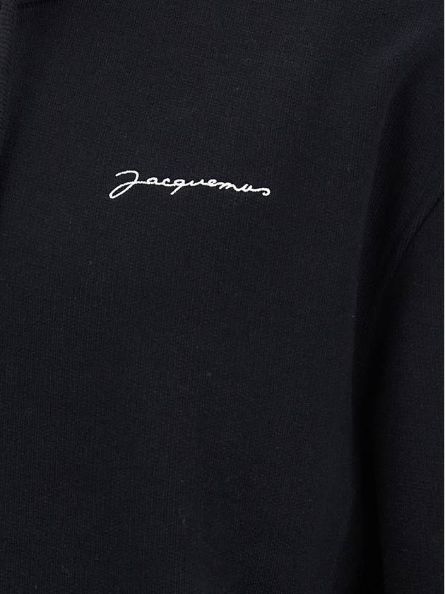 Le Brode Embroidered Logo Cotton Hoodie Black - JACQUEMUS - BALAAN 5