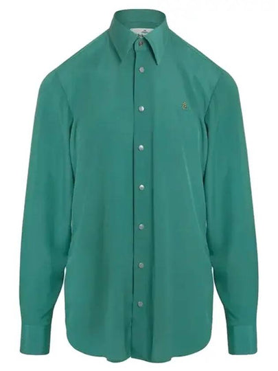 Men's Ghost Embroidered Logo Long Sleeve Shirt Green - VIVIENNE WESTWOOD - BALAAN 2