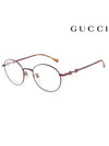 Eyewear Horsebit Temple Oval Frame Glasses Brown - GUCCI - BALAAN 3