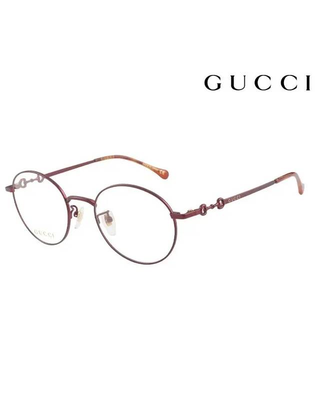 Eyewear Horsebit Temple Oval Frame Glasses Brown - GUCCI - BALAAN 3