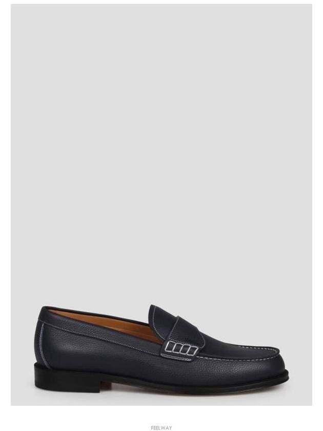 Granville Grained Calfskin Loafers Navy - DIOR - BALAAN 4